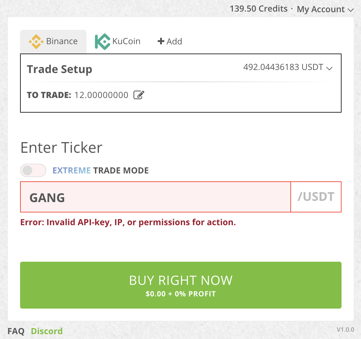 AltPump.io Account Settings Exchanges Binance