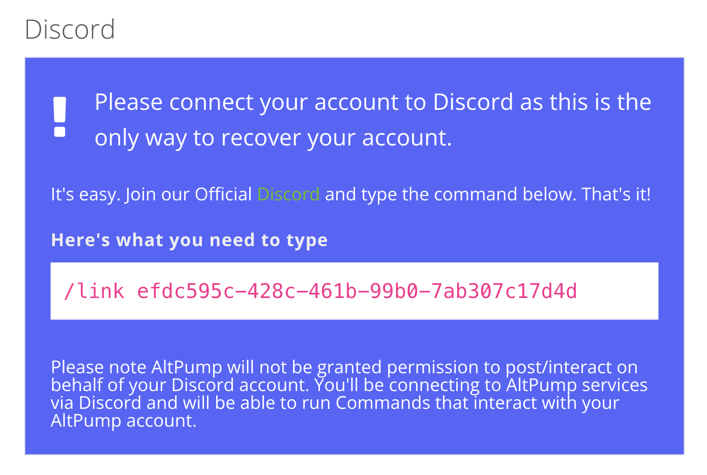 AltPump Bot and Discord integration