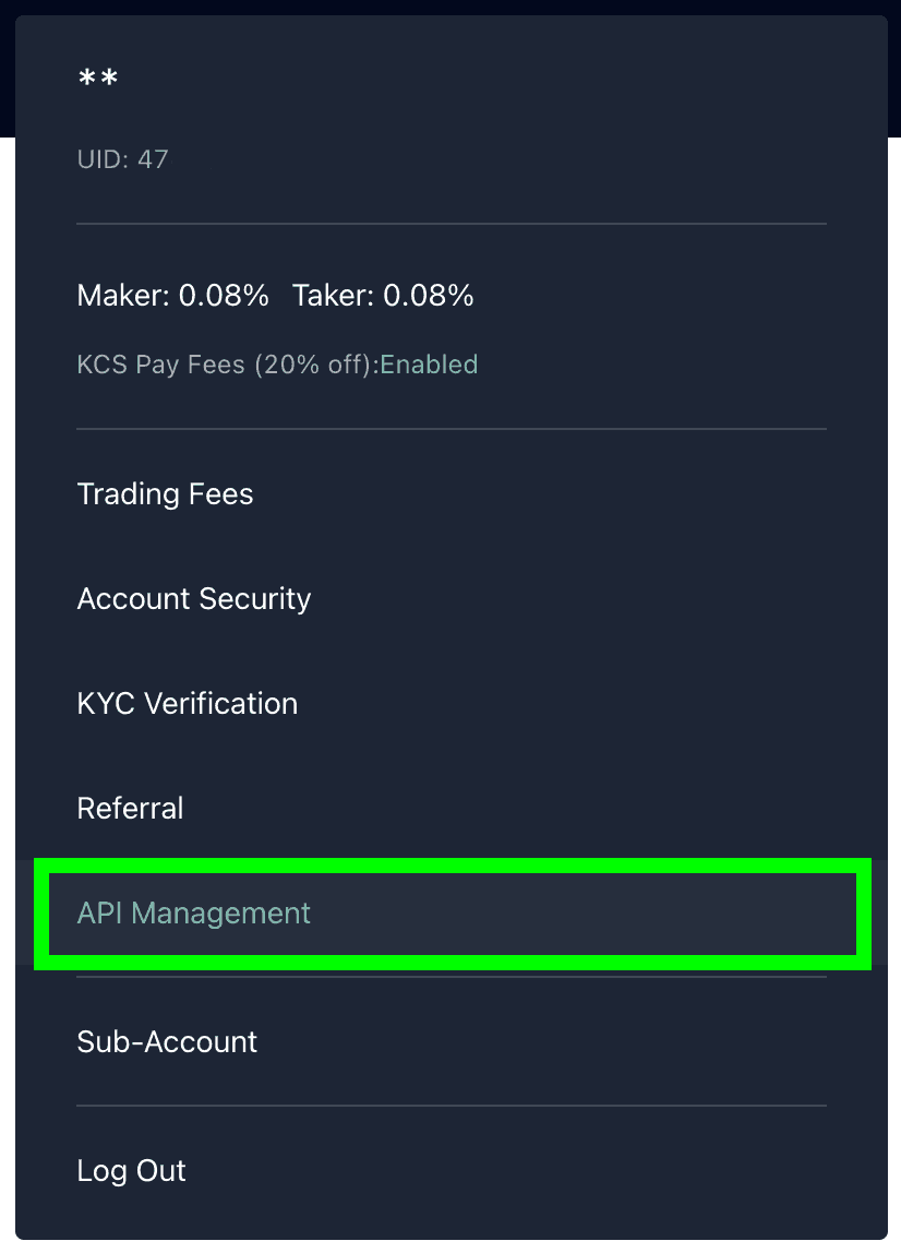 KuCoin Show API Management