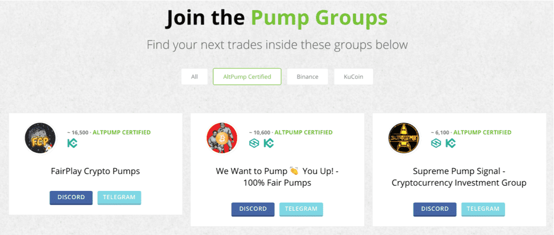 partial list of Pump and Dump groups.