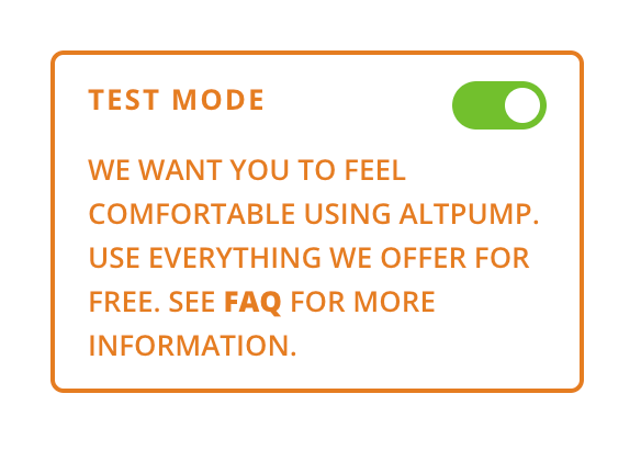 test mode example on AltPump.io